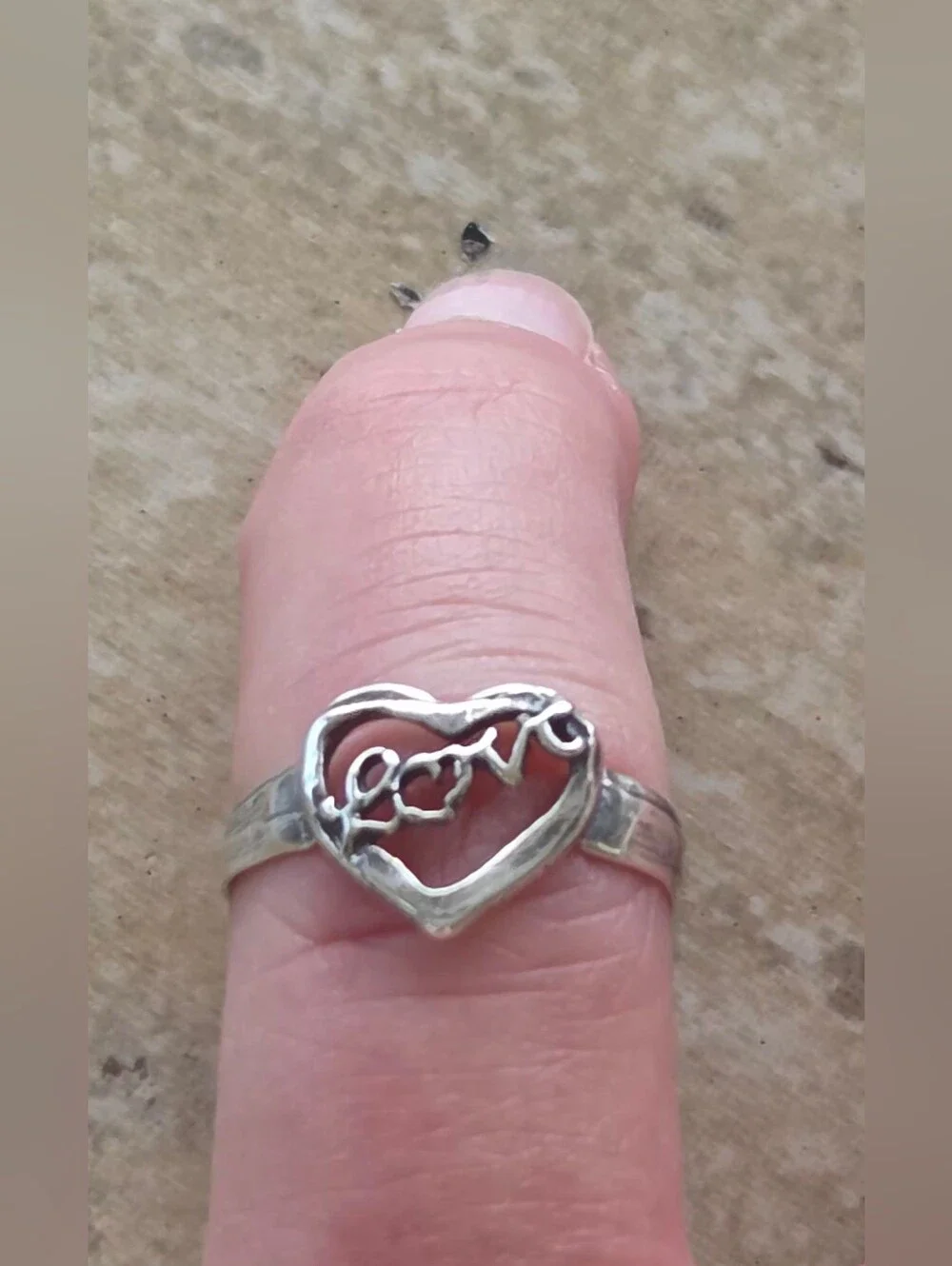 Vintage 90s Sterling Silver 925 Floating Heart LOVE Toe Ring Adjustable Pristine